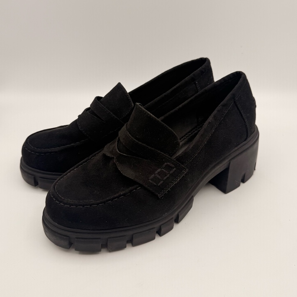 OSOS Design Black Chunky Platform Loafer Lug Sole Preppy Goth Womens Size Shoe 8